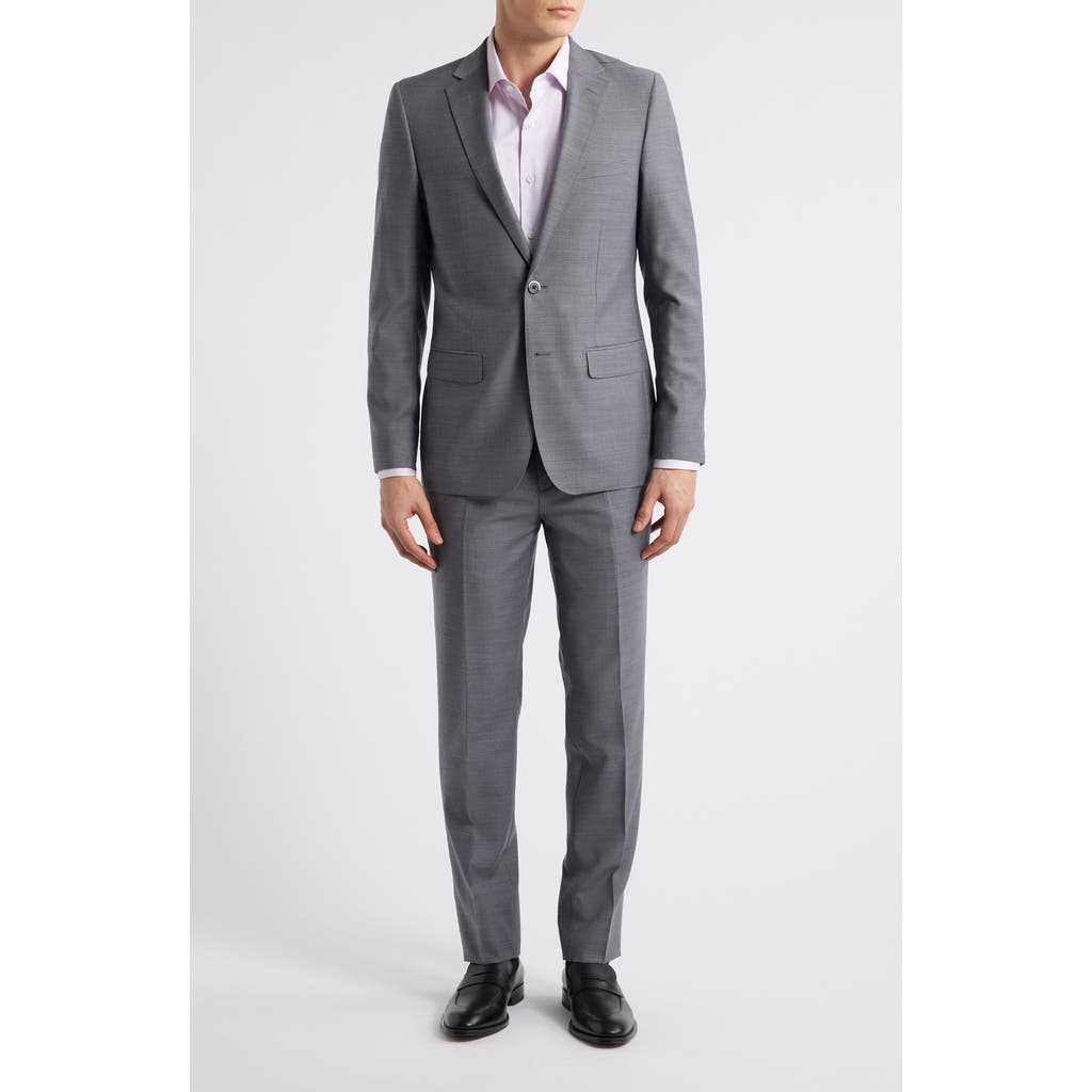 Zanetti Matteo Slim Fit Grey Mélange Wool Suit In Grey