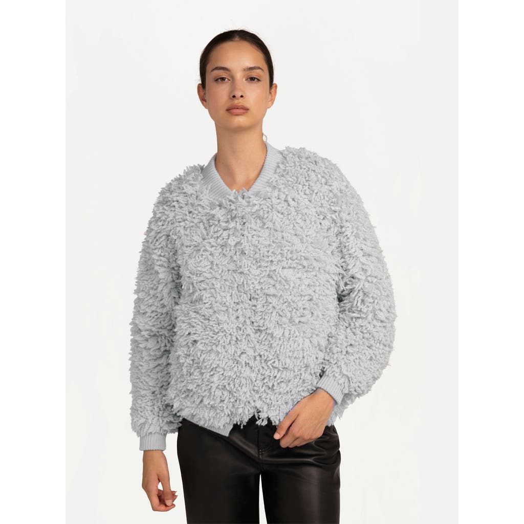 Gobi Mongolian Cashmere Loop-stitch Cashmere Cardigan In Silver Birch