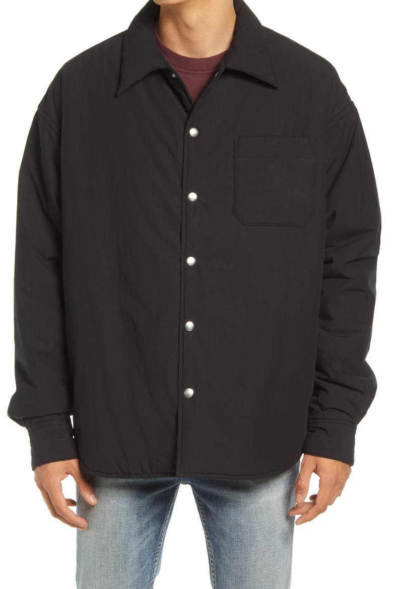 Suffolk Padded Snap Overshirt, Alternate, color, BLACK