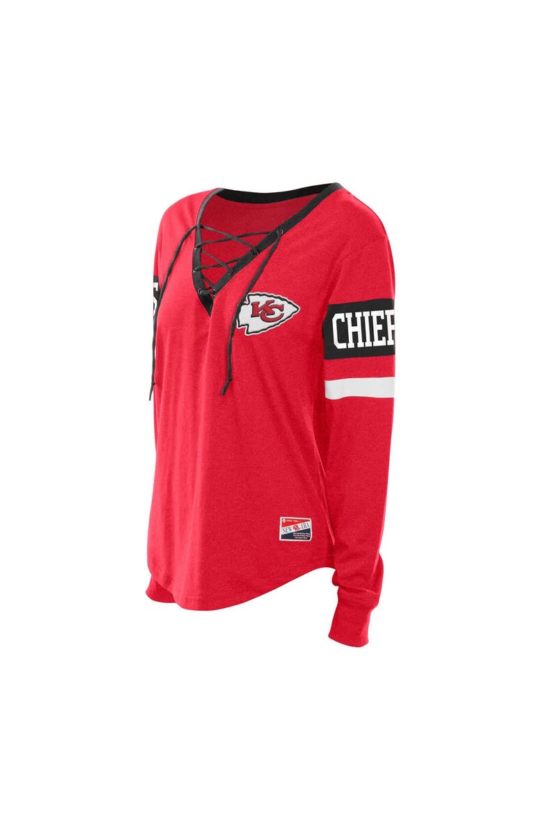 New Era Women's New Era  Red Kansas City Chiefs Throwback Lace-Up Long-Sleeve T-Shirt, Alternate, color, Red