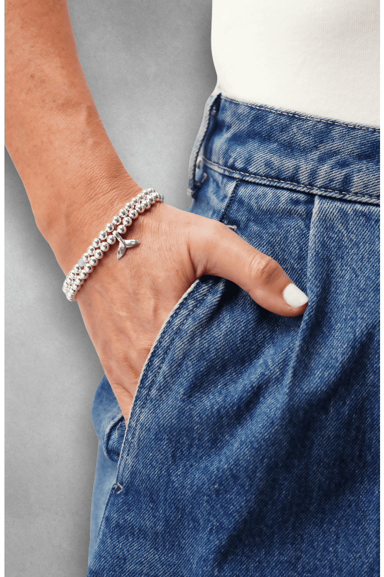 Women's Sterling Silver "Whale Tail" Double-Wrap Bracelet, Alternate, color, Silver