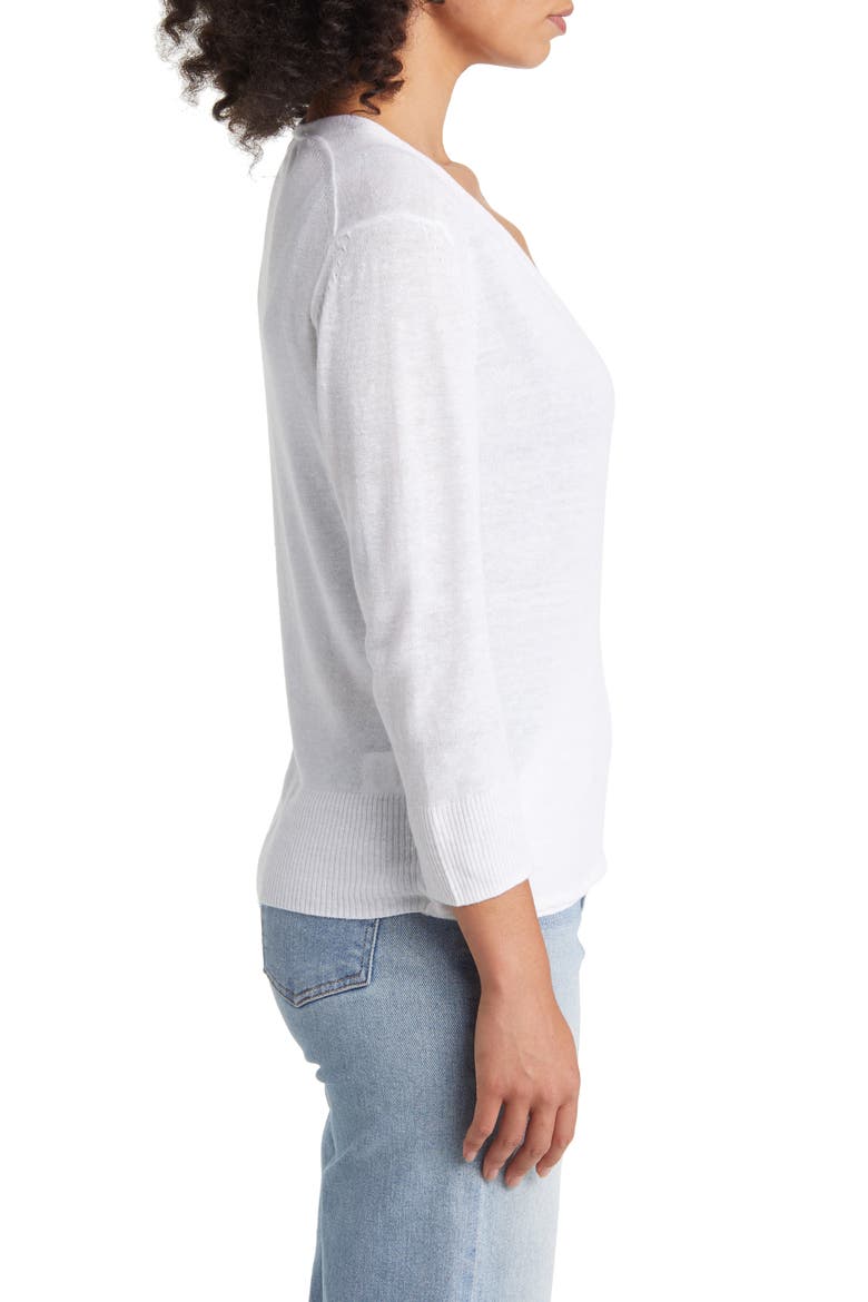 Addison Linen Blend Cardigan, Alternate, color, WHITE