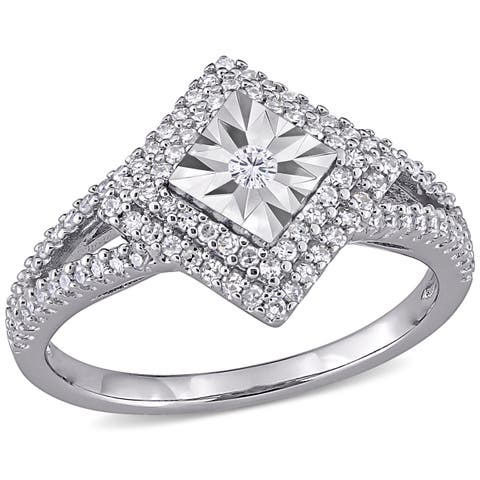 Diamond Halo Split Shank Ring