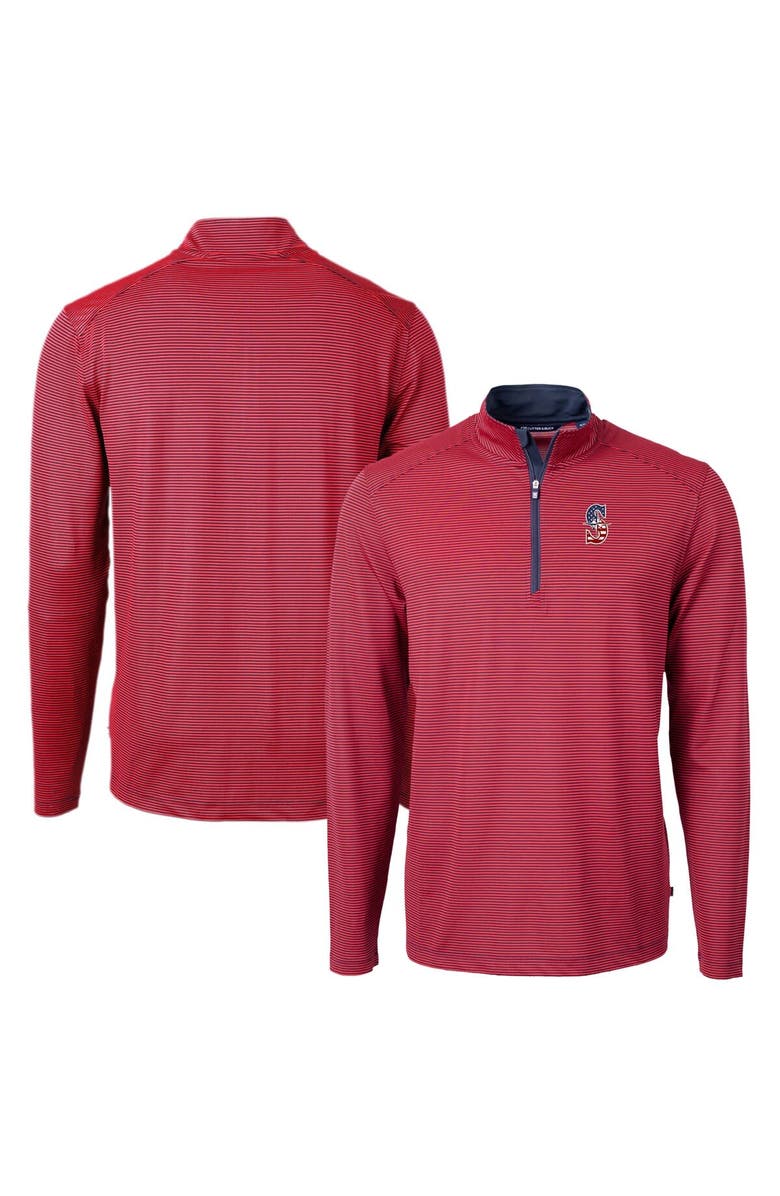 Cutter & Buck Men's Cutter & Buck  Red Seattle Mariners Americana Logo Big & Tall Virtue Eco Pique Recycled Quarter-Zip Pullover Top, Main, color, 
