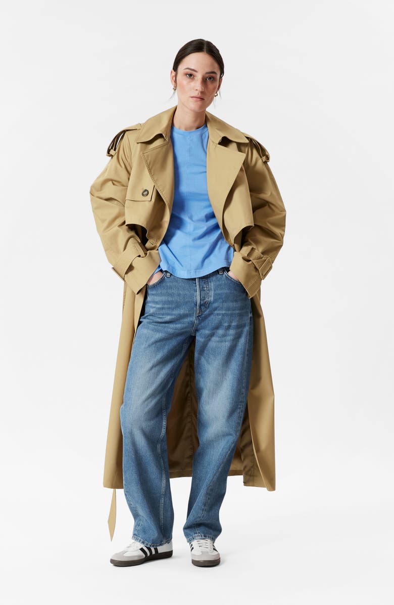 & Other Stories Crewneck Long Sleeve Stretch Cotton Top, Alternate, color, 