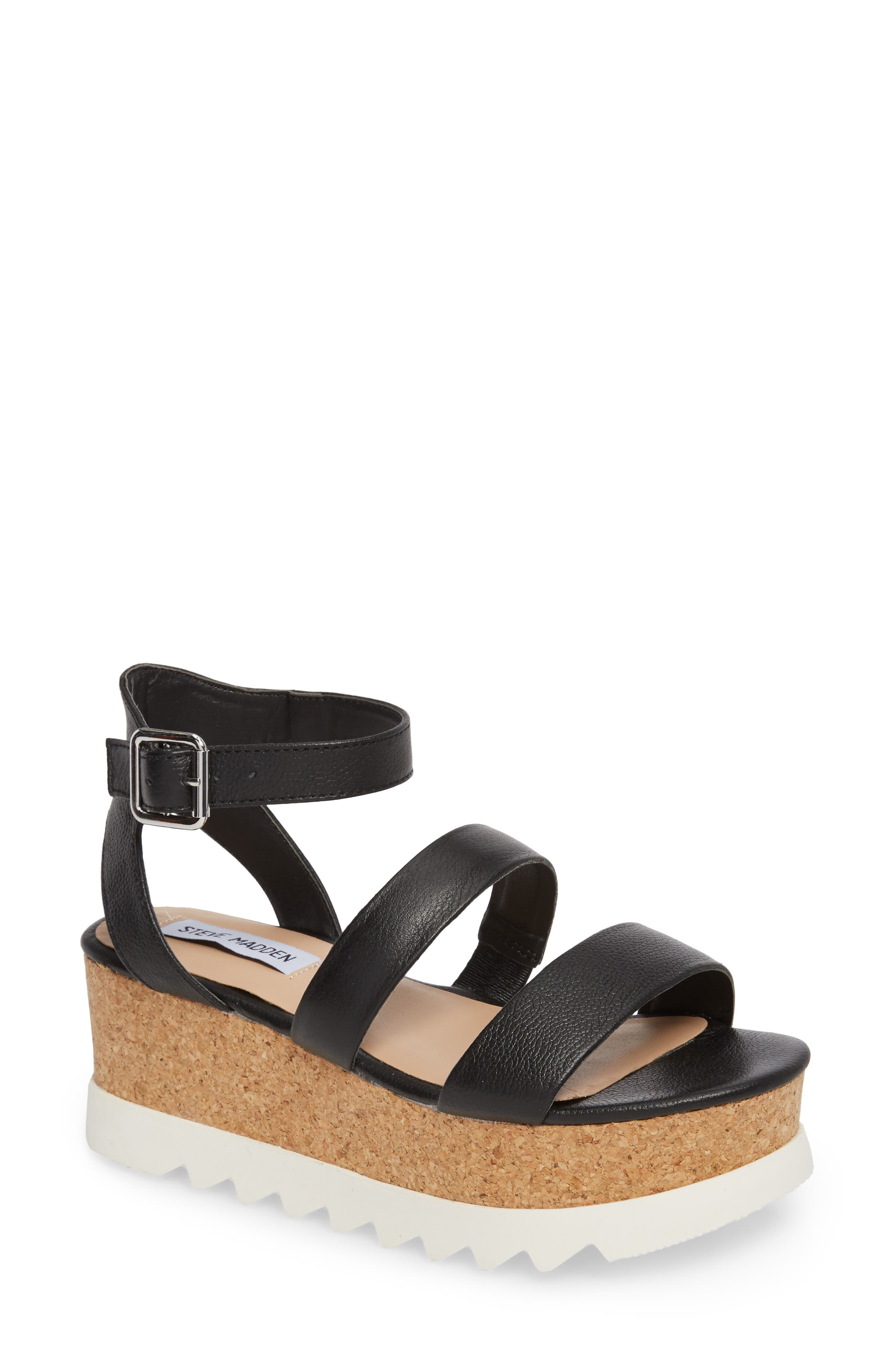 Kirsten Layered Platform Sandal, Main, color, BLACK LEATHER