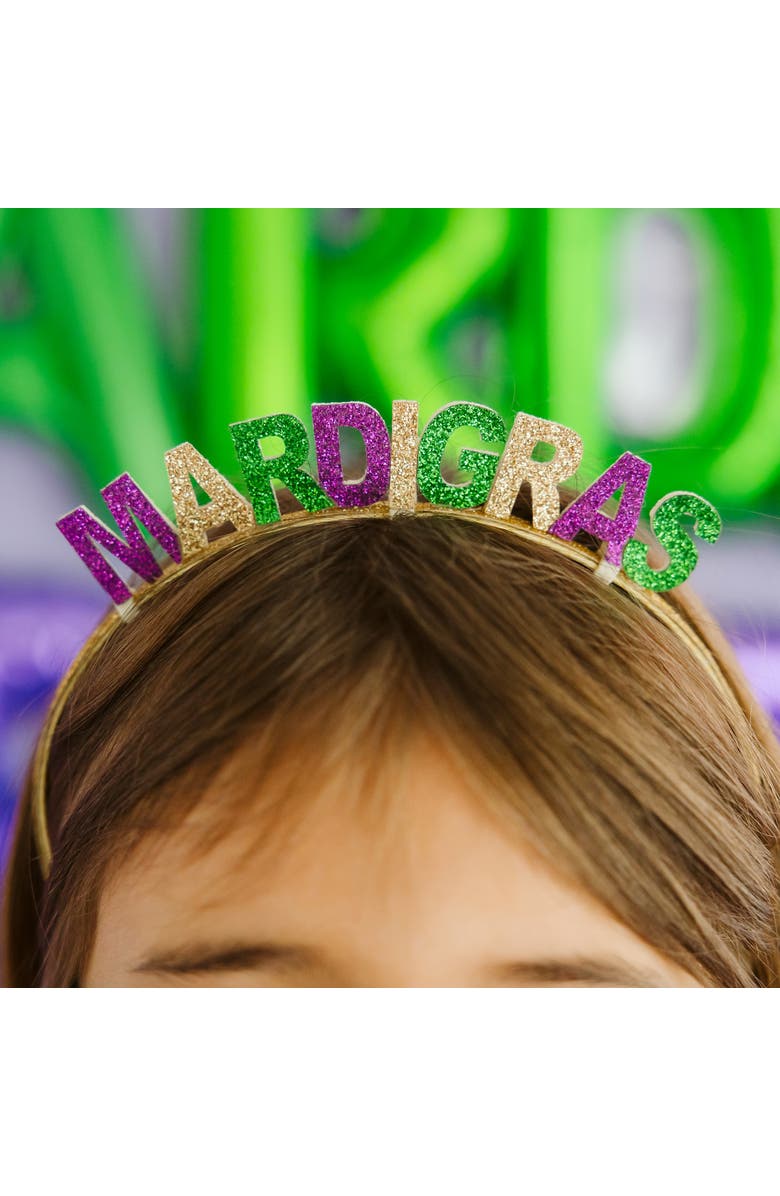 Sweet Wink Mardi Gras Tiara Headband, Alternate, color, Gold