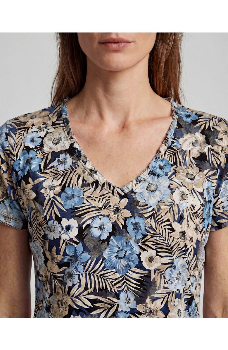 Lords of Harlech Tropical Mix Womens V-neck Printed Top, Alternate, color, Tropical Mix Black