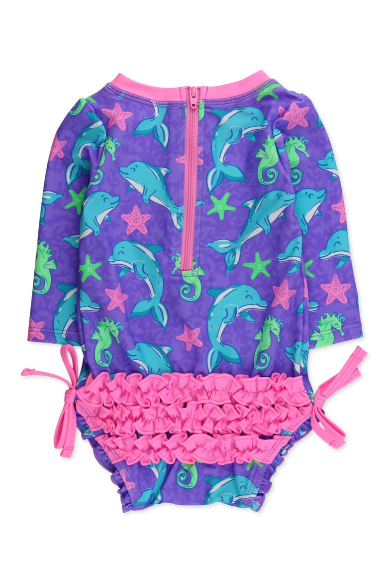 Kids' Fin Friends Long Sleeve One-Piece Rashguard Swimsuit, Alternate, color, PURPLE