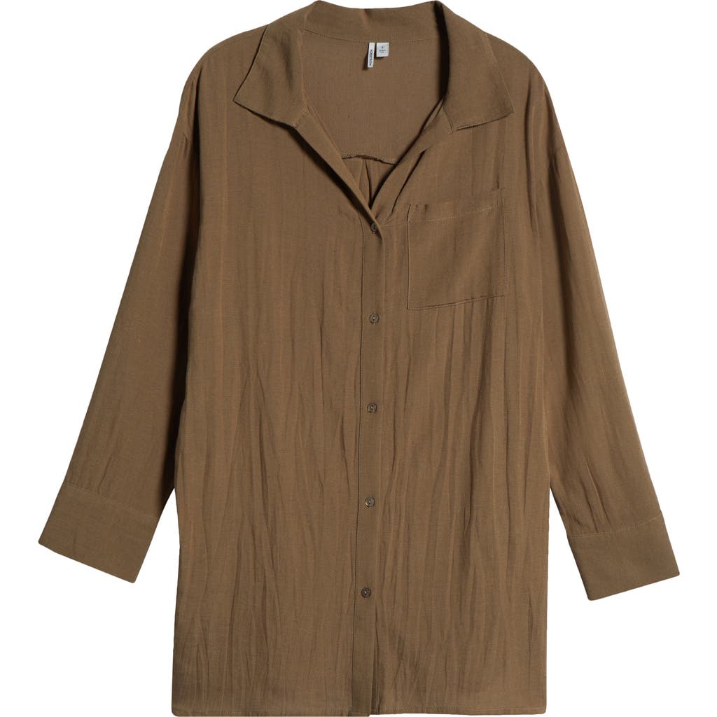 Nordstrom Cover-up Button-up Shirt In Olive