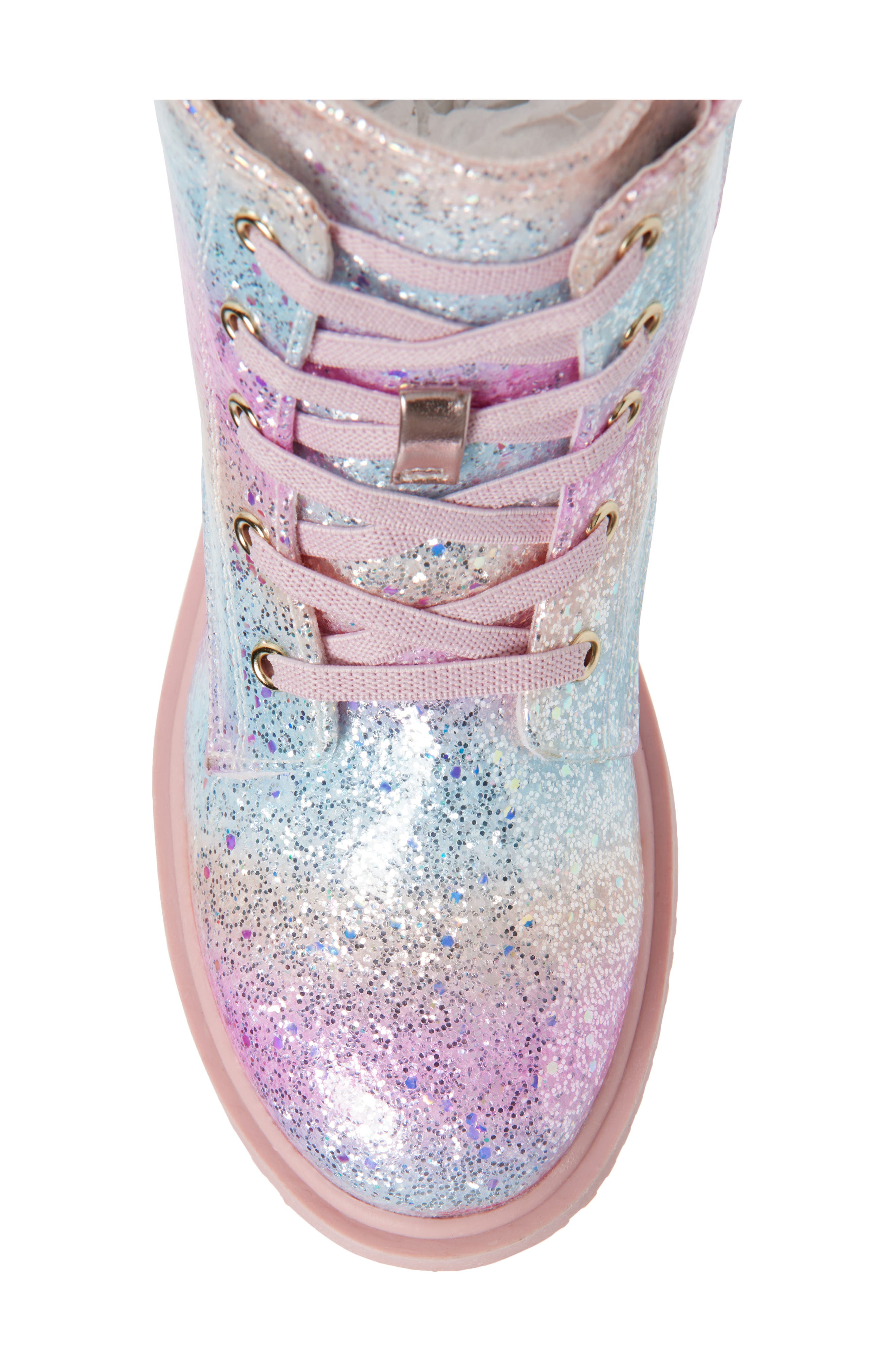 Harper Canyon Kids' Farrah Combat Boot, Alternate, color, Rainbow Glitter