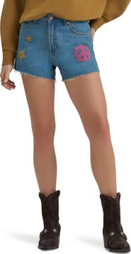 Wrangler x Lainey Wilson Embroidered Cowboy Denim Cutoff Shorts