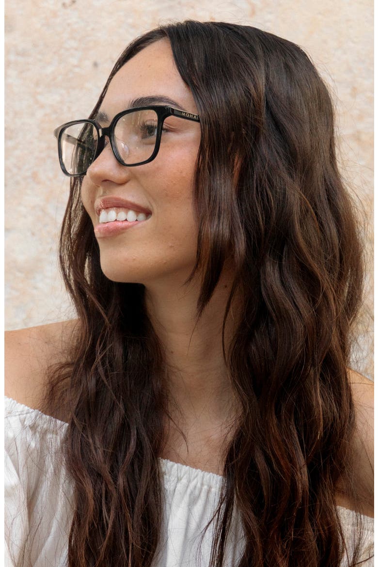 Palakika 54mm Low Bridge Square Optical Glasses, Alternate, color, BLACK LAVA / CLEAR LENSES