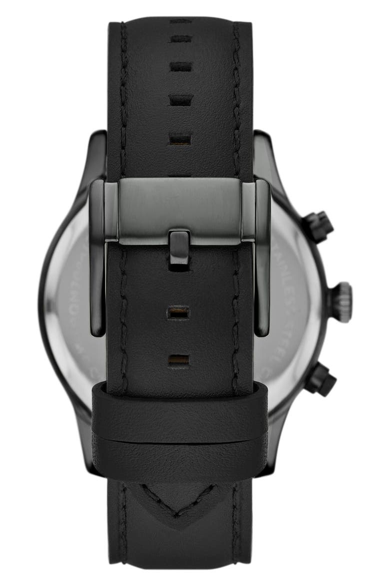 Bennett Chronograph Leather Strap Watch, 45mm, Alternate, color, BLACK