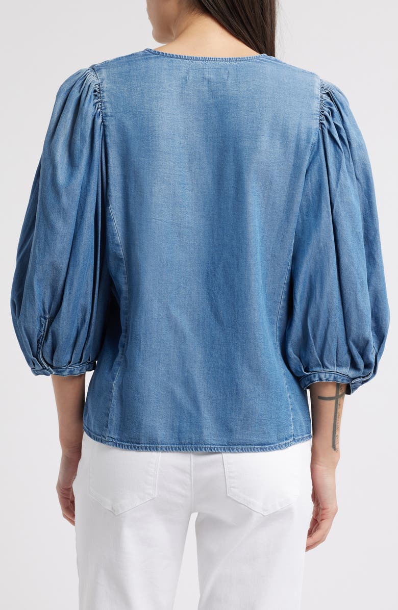Madewell Puff Sleeve Denim Button-Up Top, Alternate, color, Kennebec Wash