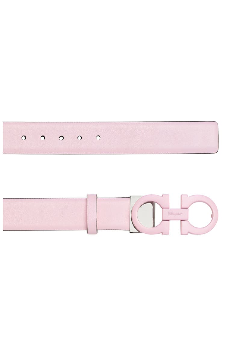 Salvatore Ferragamo Double Gancio Leather Belt, Alternate, color, CHEERLEADER PINK