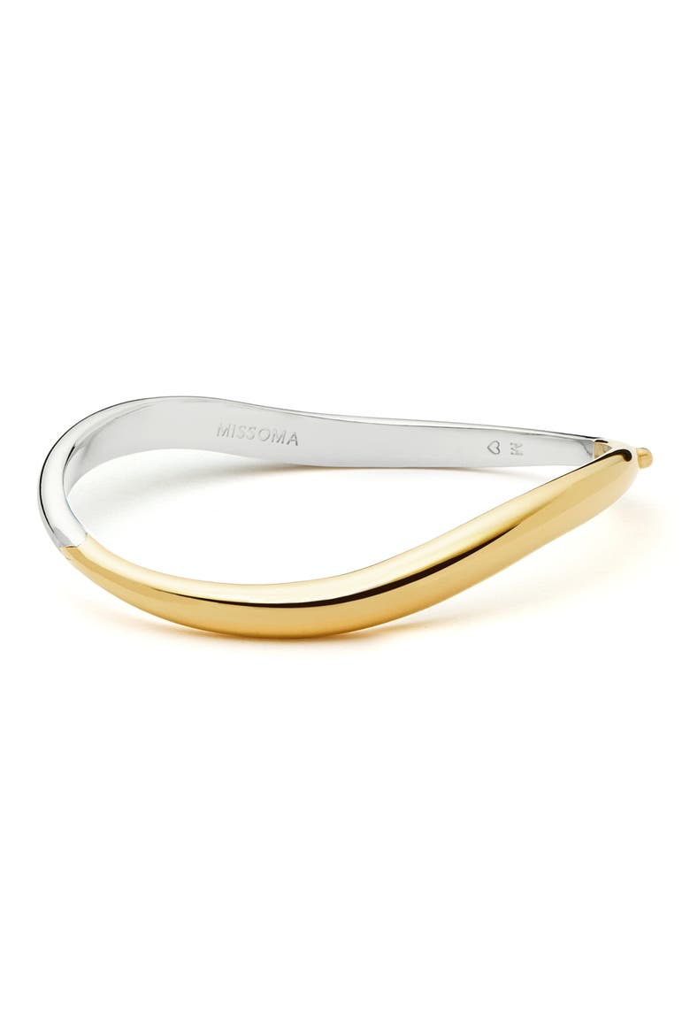Savi Signature Mixed Metal Hinged Bangle, Main, color, MIXED SILVER/GOLD
