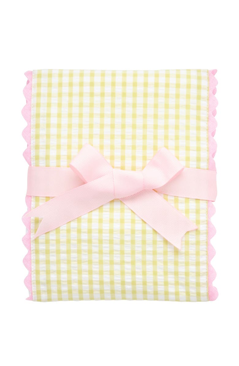 3 Marthas Big Check Fancy Fabric Burp Cloth, Main, color, Green/Pink Trim