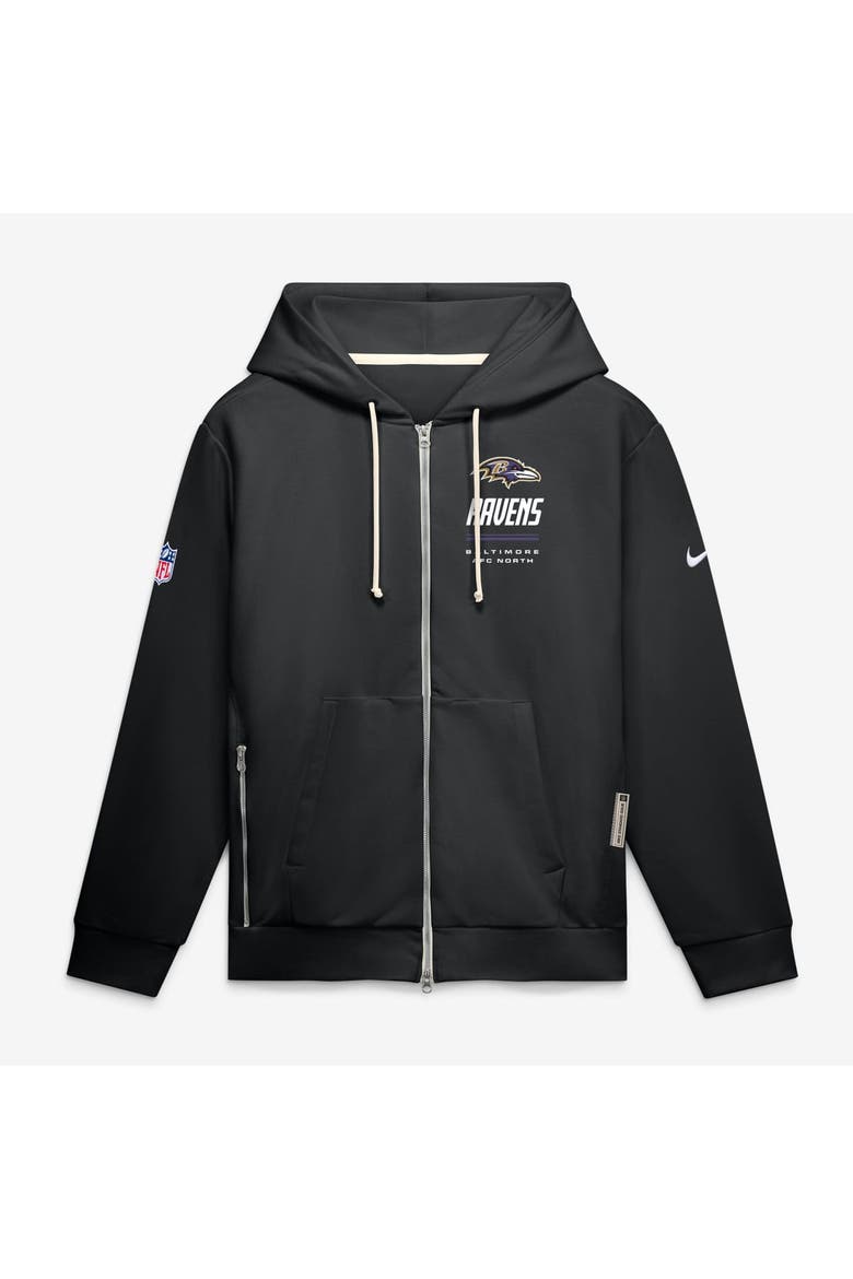 Men's Nike Black Baltimore Ravens Sideline Standard Issue Quarterback Scramble Dri-FIT Full-Zip Hoodie, Main, color, Black