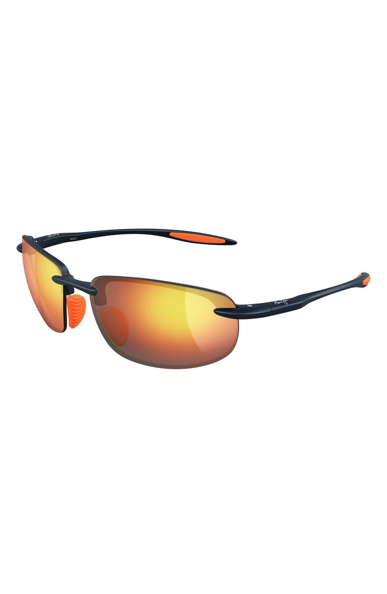 Maui Jim Hookipa Ultra 63mm PolarizedPlus2<sup>®</sup> Oval Sunglasses, Alternate, color, Dark Blue / Orange