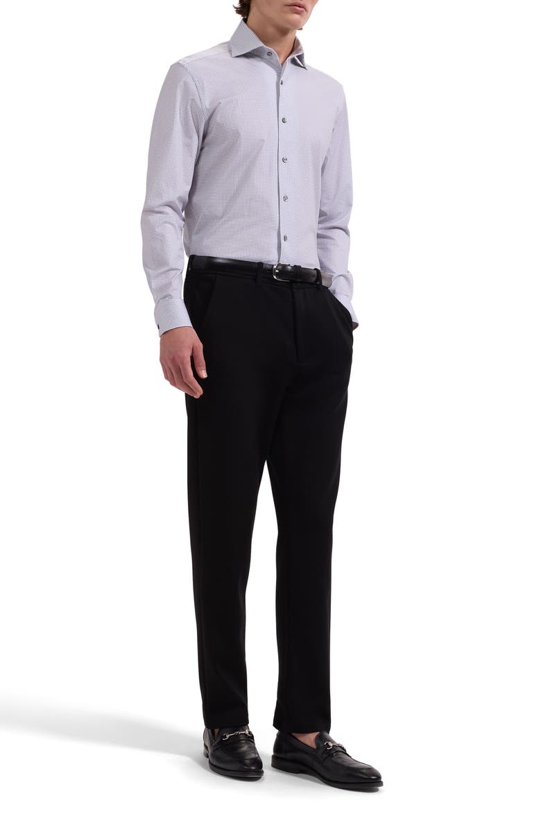 Bugatchi Devon OoohCotton<sup>®</sup> Optical Grid Print Button-Up Shirt, Alternate, color, Platinum