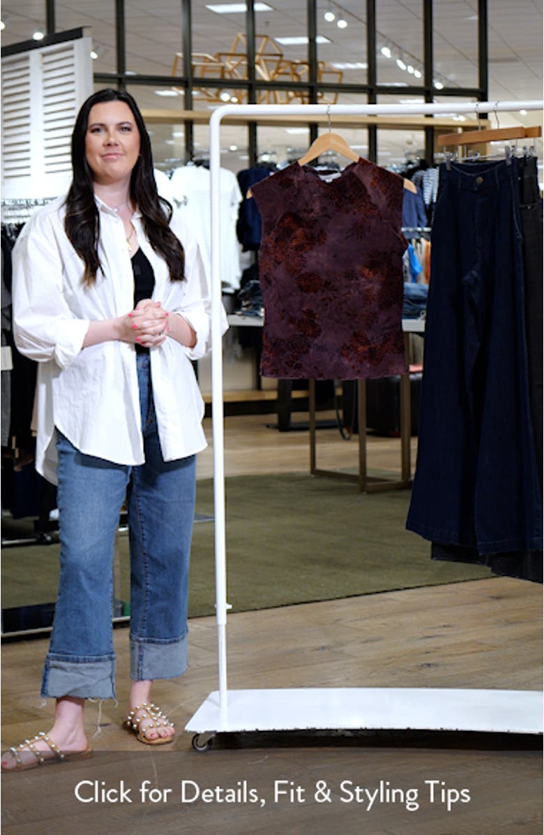 Lettuce Hem Sleeveless Flocked Floral Print Top, sales video thumbnail