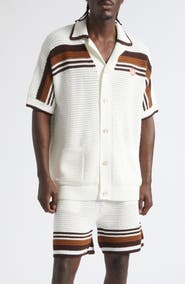 Casablanca Tennis Stripe Cotton Open Stitch Sweater