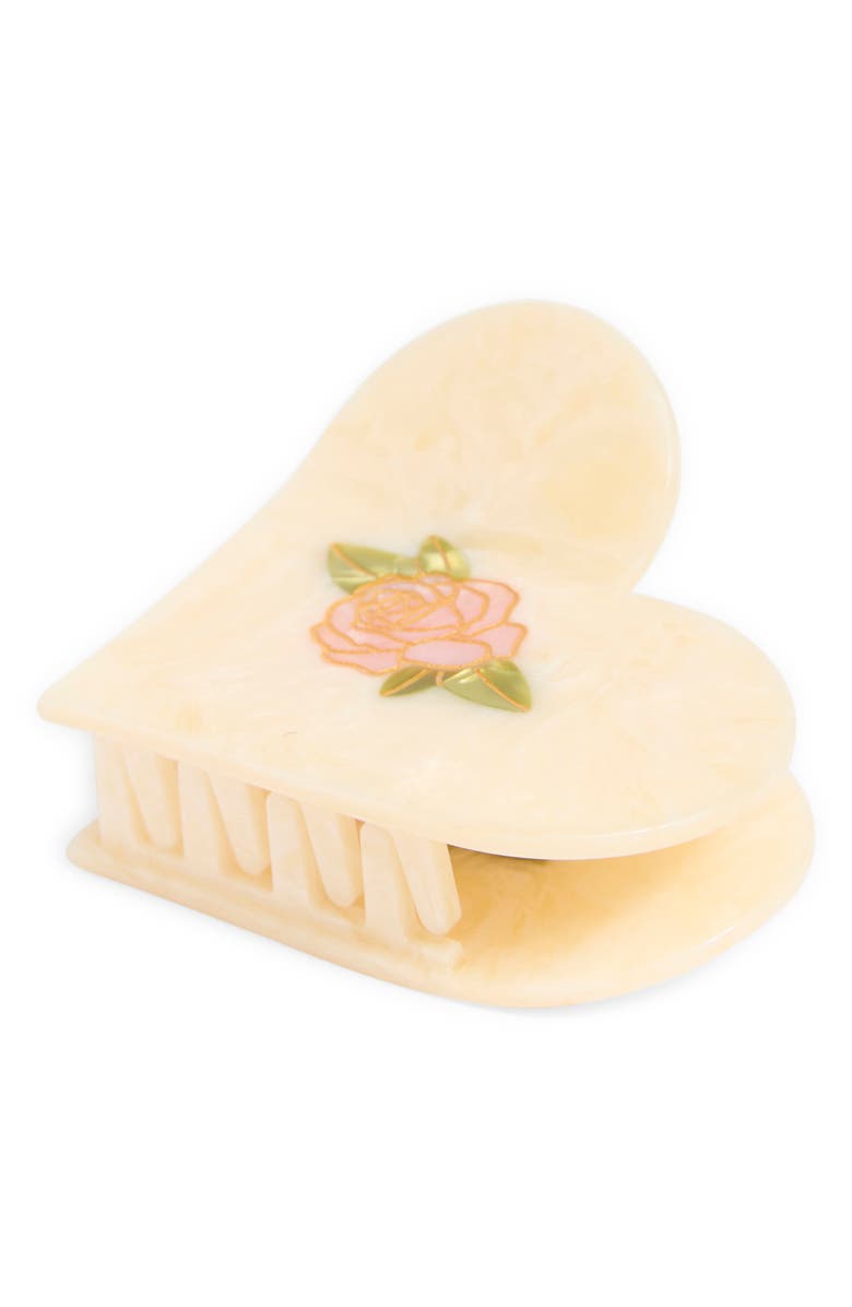 Solar Eclipse Rose Heart Claw Clip, Main, color, Cream