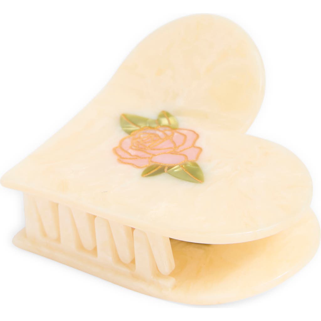 Solar Eclipse Rose Heart Claw Clip In Beige