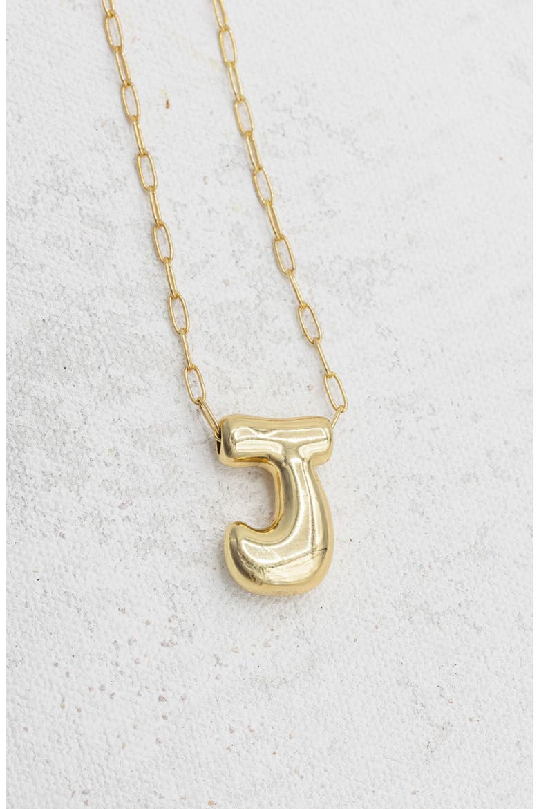 Small Paperclip Necklace with Gold Letter Charm, Main, color, Gold - J