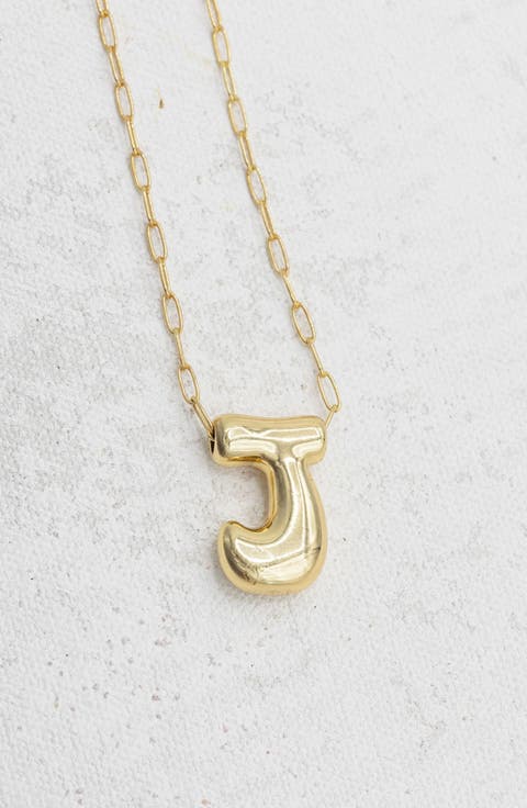 Small Paperclip Necklace with Gold Letter Charm