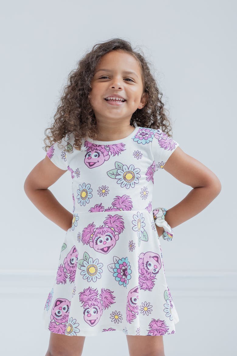 2-Piece Skater Dress and Scrunchie Set, Alternate, color, Abby Cadabby Cream