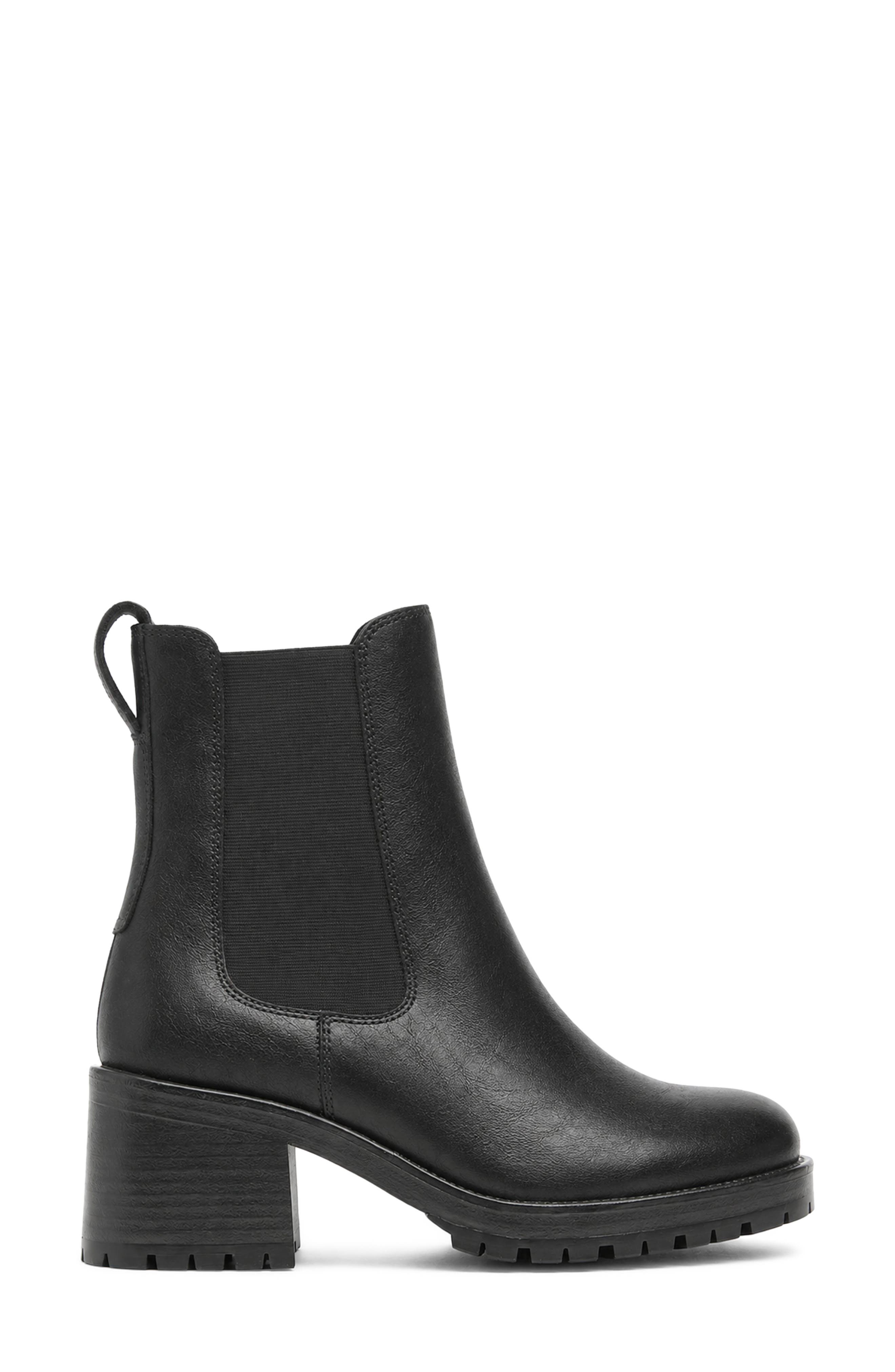 Waffle Leather Chelsea Boot, Alternate, color, BLACK LEATHER