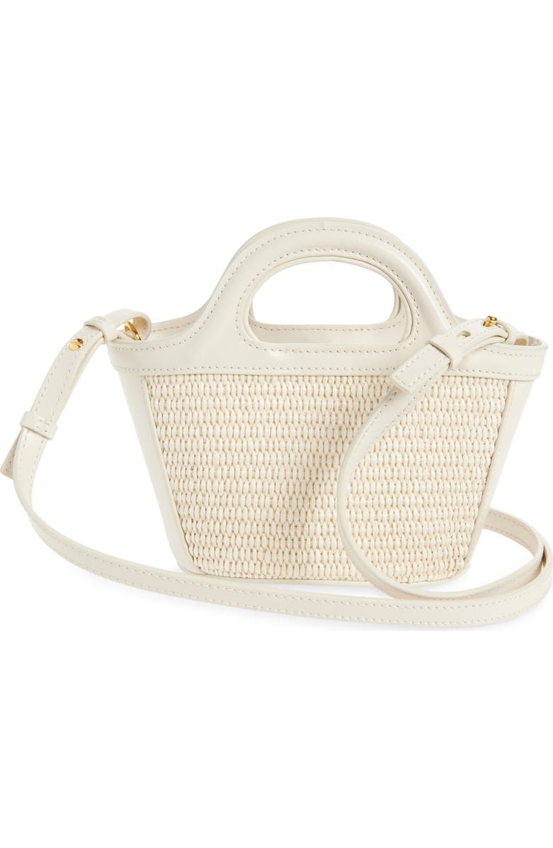 Marni Micro Tropicalia Logo Woven Top Handle Bag, Alternate, color, Shell
