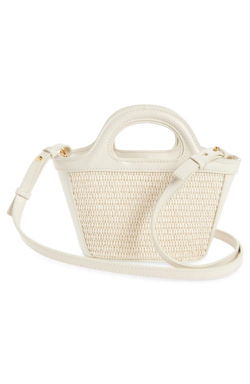 Marni Micro Tropicalia Logo Woven Top Handle Bag In White