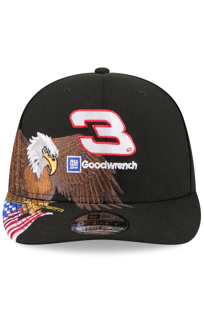 New Era Men's New Era Black Richard Childress Racing Patriotic Eagle & Flag A-Frame 9FIFTY Snapback Hat, Alternate, color, Black