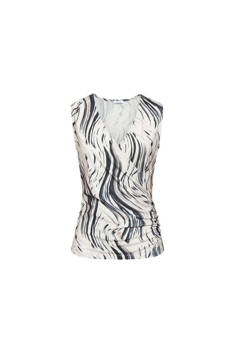 Sleeveless Wrap Look Top, Alternate, color, Beige & Black