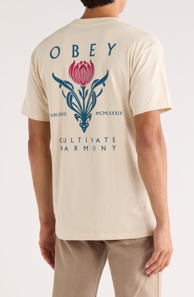 Obey Cultivate Harmony Graphic T-Shirt, Alternate, color, Cream
