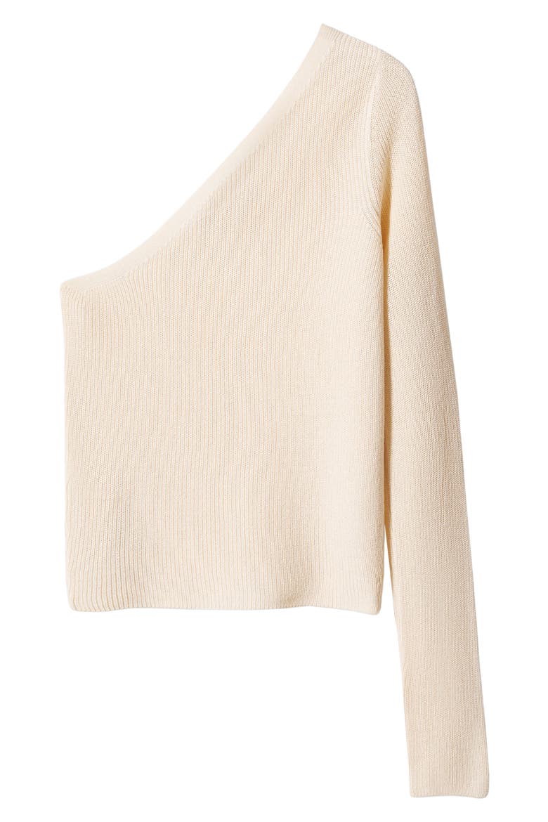 One-Shoulder Rib Sweater, Alternate, color, ECRU