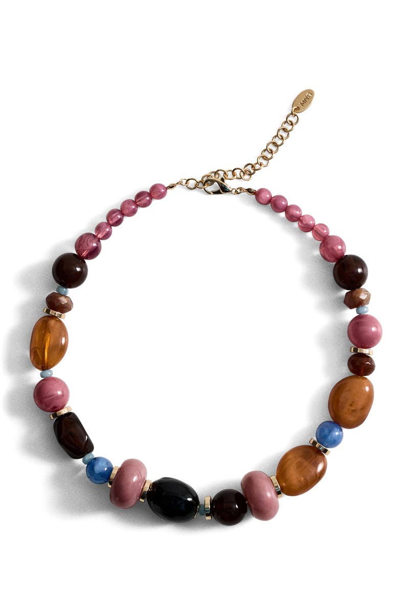 MANGO Beaded Necklace, Main, color, Orange