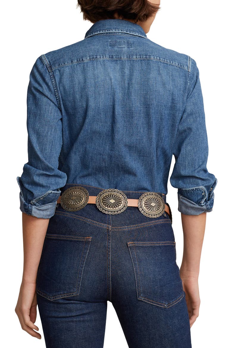 Slim Fit Denim Button-Up Shirt, Alternate, color, MERCED WASH