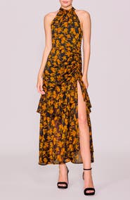 MELLODAY Floral Print Shirred Sleeveless Dress