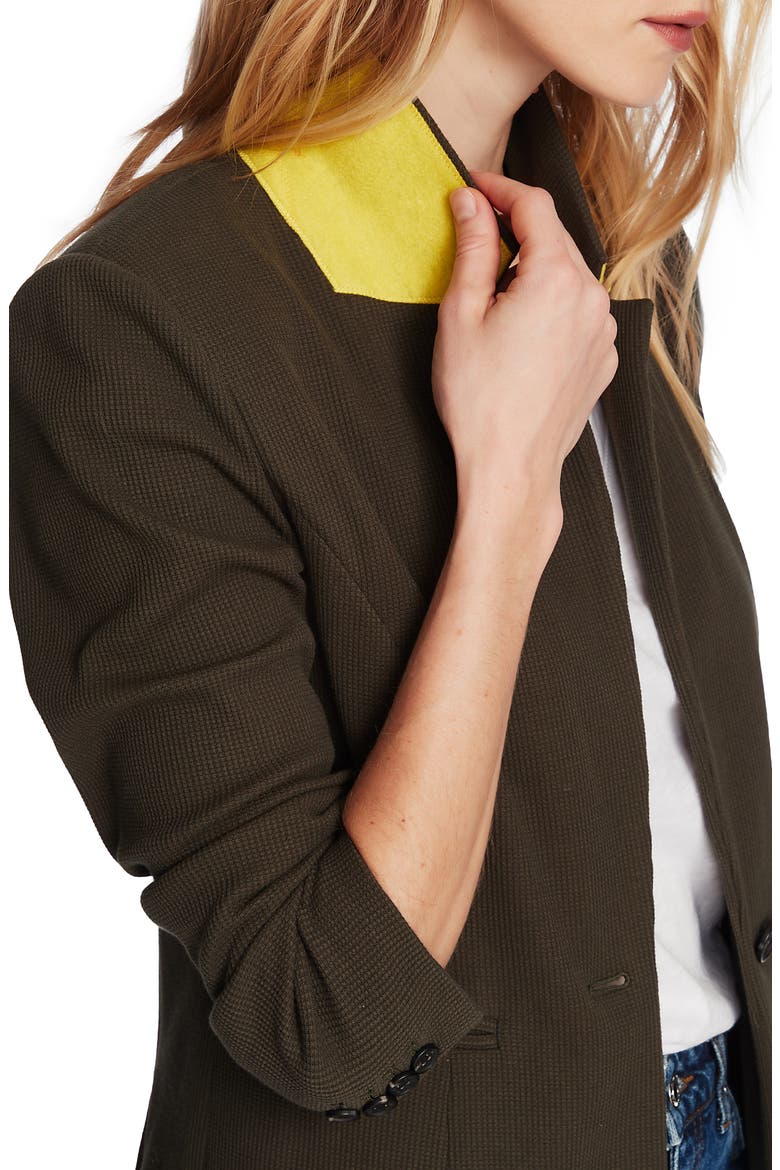 1.STATE Stretch Waffle Knit Blazer, Alternate, color, OLIVE FERN