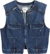 HIDDEN JEANS Zip Front Crop Denim Vest