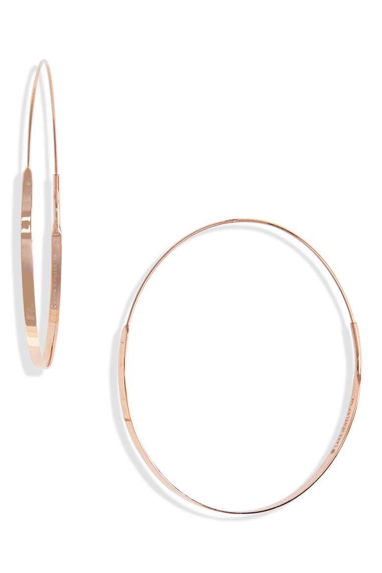 Flat Magic 14K Gold Medium Hoop Earrings, Main, color, ROSE GOLD