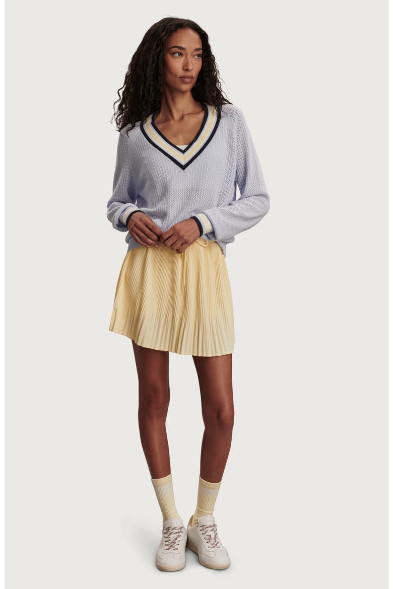 Maurice Open Stitch Cotton V-Neck Sweater, Alternate, color, XENON BLUE