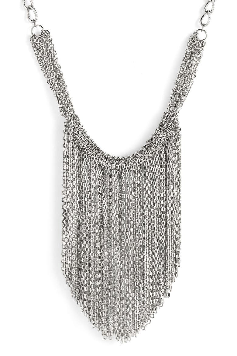 Multi Chain Bib Necklace, Main, color, SILVER