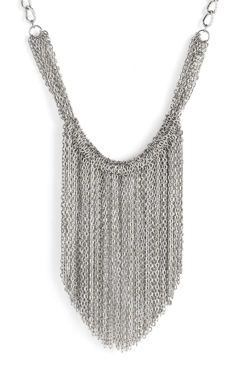 Tarnish Multi Chain Bib Necklace, Main, color, 