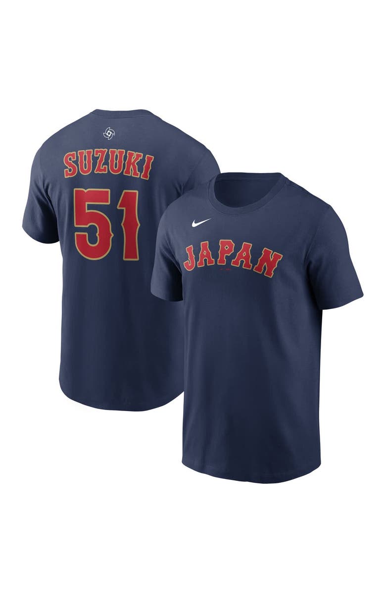 Nike Men's Nike Seiya Suzuki Navy Japan Baseball 2026 World Baseball Classic Name & Number T-Shirt, Main, color, Navy