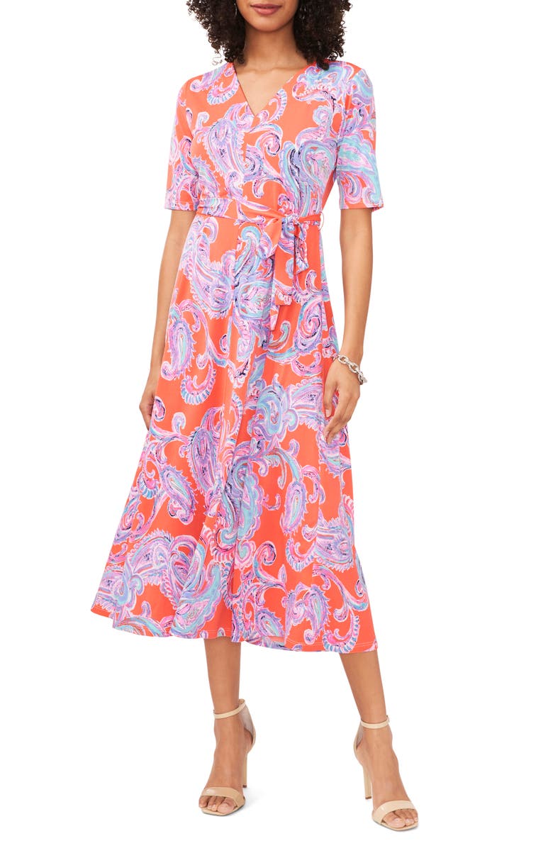 Chaus Paisley Knit Midi Dress, Main, color, Neon Reef